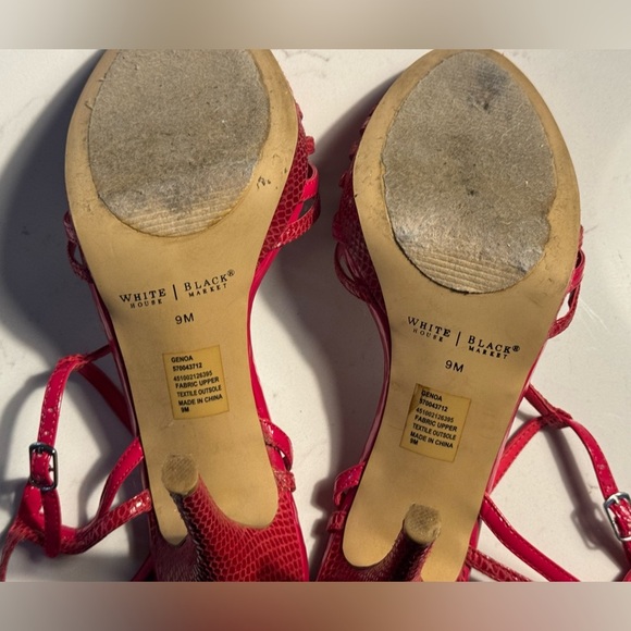 White House Black Market Genoa Red snake Skin look  3" Pumps Size 9M - Picture 5 of 9